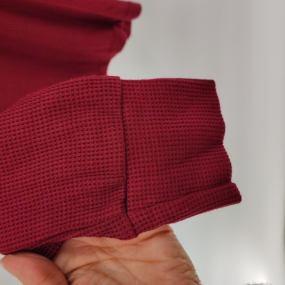 Posh Peanut burgundy maroon Henley Top Size Small Thermal Long Sleeve - Picture 3 of 7